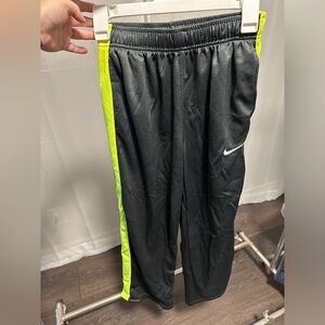 NIKE Boys XL Track Warmup Pants Black and Bright Green Lightweight Mesh